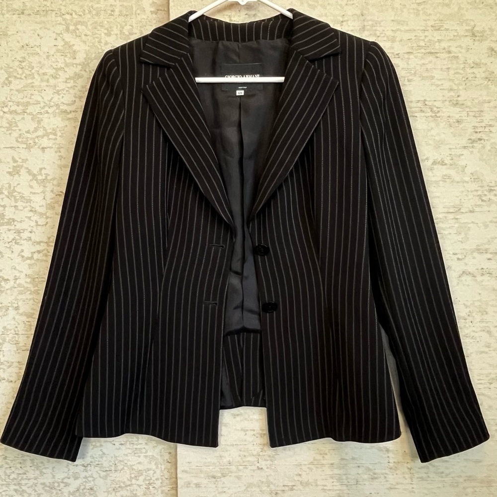Giorgio Armani Black Pinstripe Blazer
